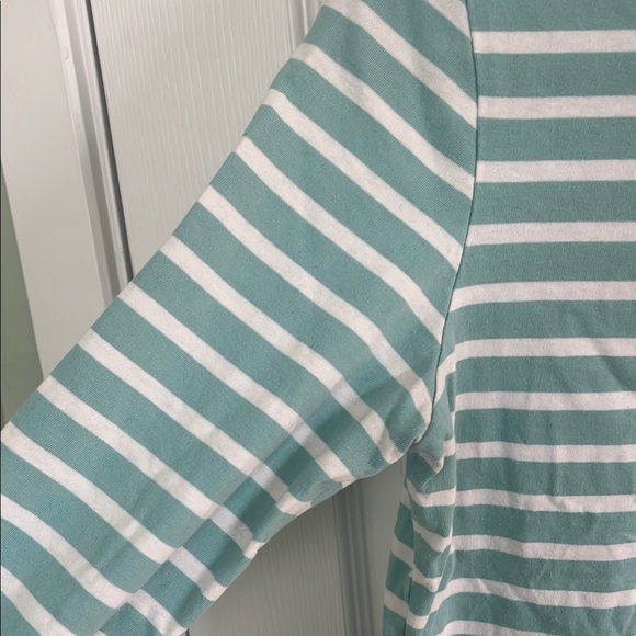 Saint James Green and White Striped Long Sleeve Shirt - Picture 10 of 16